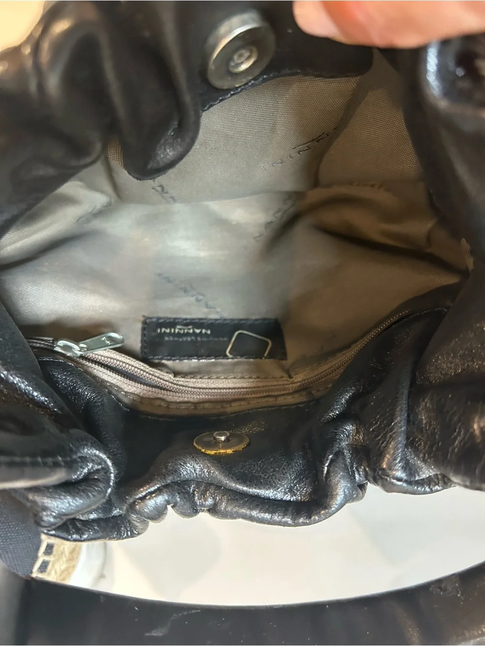 Nannini Black Leather Hobo Shoulder Bag